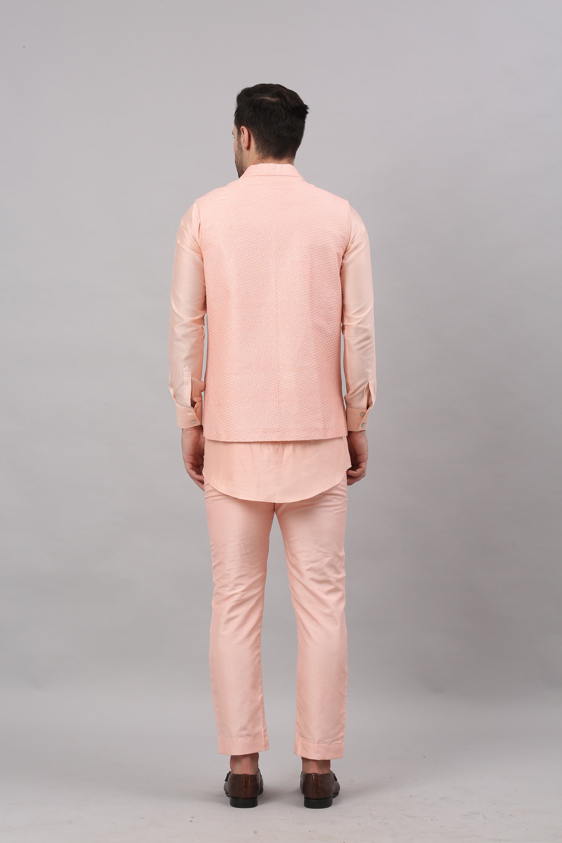 Blush Pink Nehru Collar Jacket Set