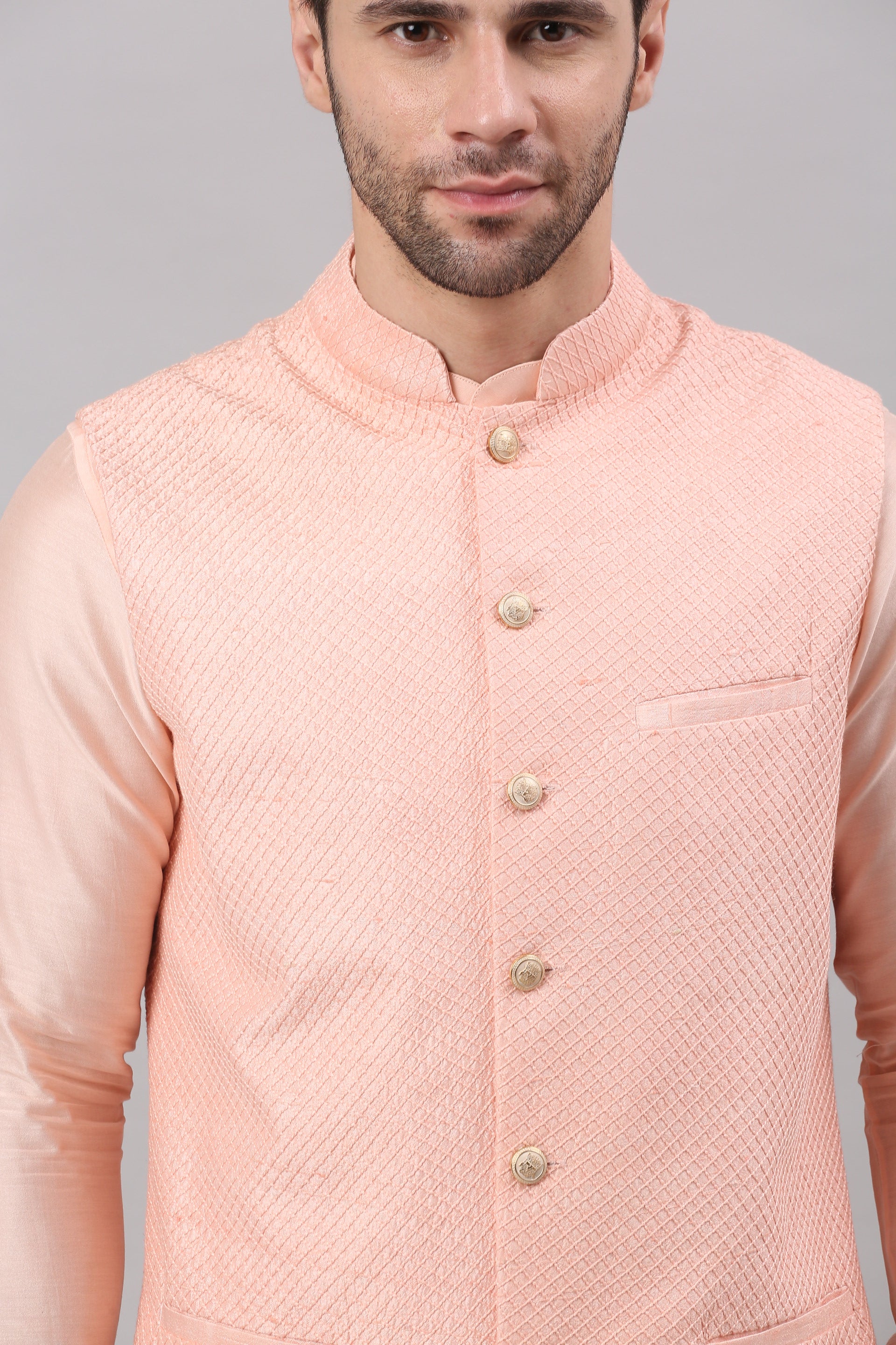 Blush Pink Nehru Collar Jacket Set