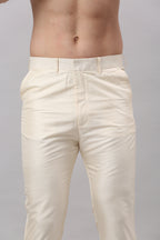 Cream Nehru Collar Jacket Set