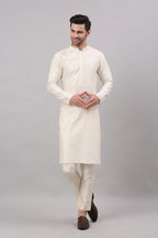 Cream Nehru Collar Jacket Set