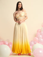 Ivory And Yellow Ombre Dyed Plazzo Set
