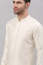 Cream Nehru Collar Jacket Set