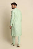 Mint Green Quilted Silk Sherwani set