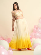 Ivory And Yellow Ombre Dyed Plazzo Set