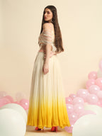 Ivory And Yellow Ombre Dyed Plazzo Set