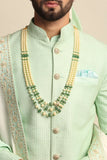 Mint Green Quilted Silk Full Groom Attire