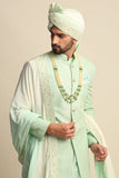 Mint Green Quilted Silk Full Groom Attire