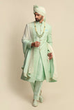 Mint Green Quilted Silk Full Groom Attire