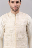 Cream Nehru collar jacket Set