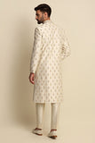 Cream Multicolored Embroidered Sherwani Set