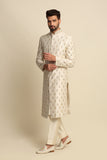 Cream Multicolored Embroidered Sherwani Set