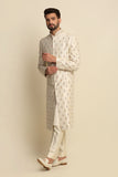 Cream Multicolored Embroidered Sherwani Set