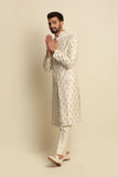 Cream Multicolored Embroidered Sherwani Set