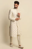 Cream Multicolored Embroidered Sherwani Set