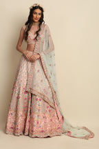 Pastel Pink Hand Embroidered Bridal Lehenga Set