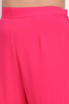 Fuchsia Pink Halter Neck Embroidered Sharara Set