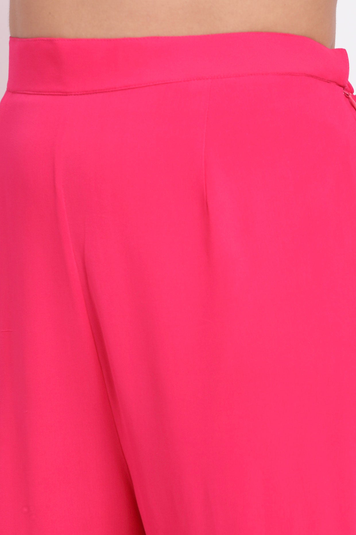 Fuchsia Pink Halter Neck Embroidered Sharara Set