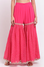 Fuchsia Pink Embroidered Sharara Set