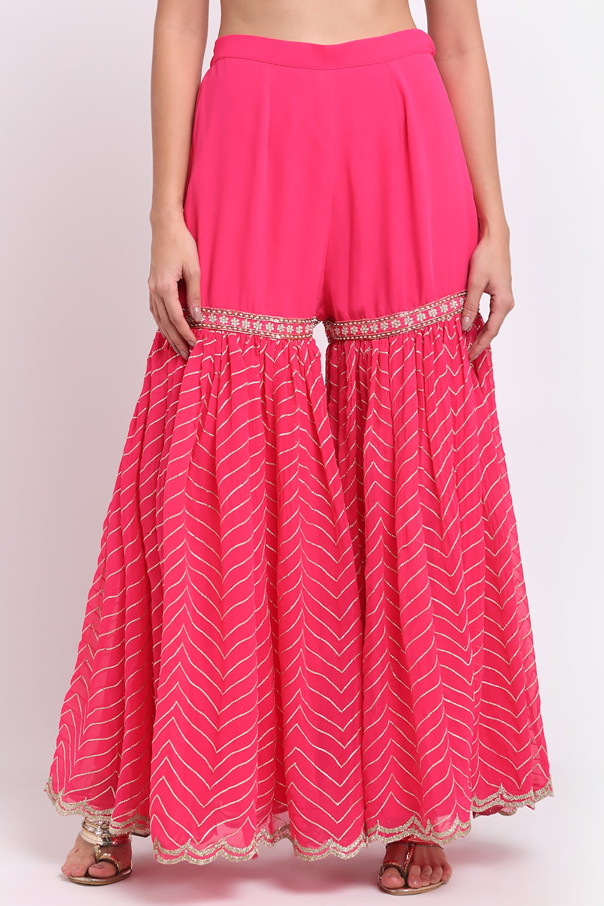 Fuchsia Pink Embroidered Sharara Set
