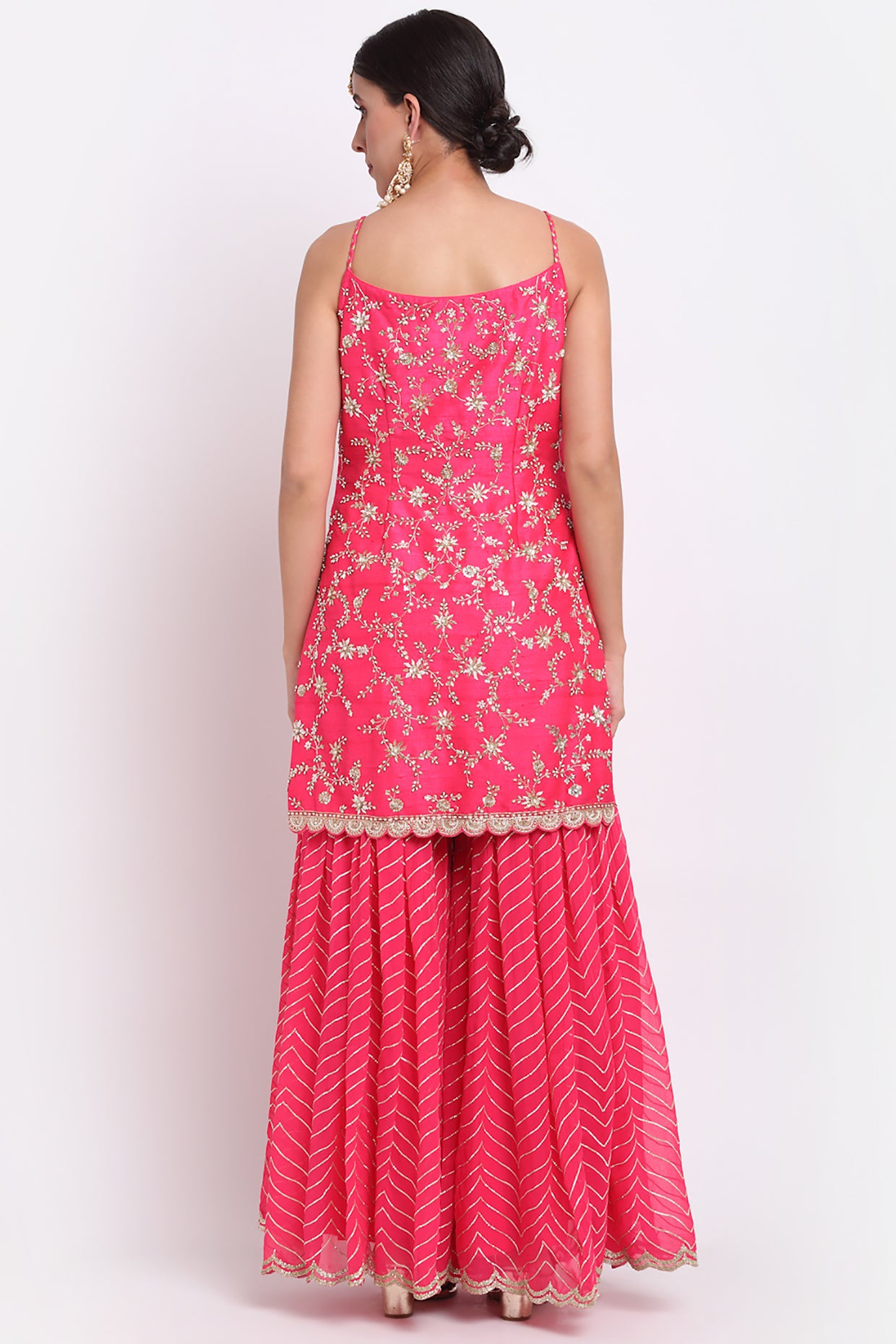 Fuchsia Pink Embroidered Sharara Set