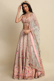 Pastel Pink Hand Embroidered Bridal Lehenga set