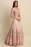 Pastel Pink Hand Embroidered Bridal Lehenga set