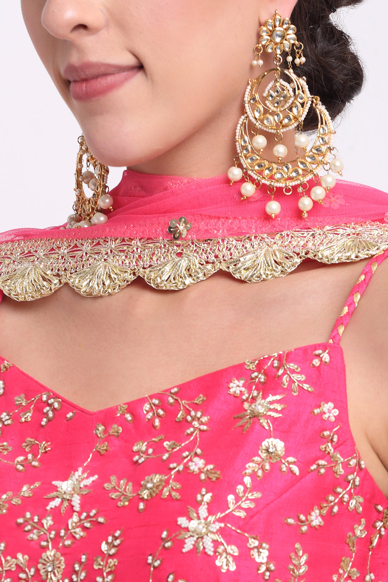 Fuchsia Pink Embroidered Sharara Set