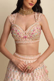 Pastel Pink Hand Embroidered Bridal Lehenga set