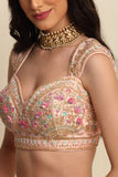 Pastel Pink Hand Embroidered Bridal Lehenga set