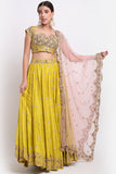 Lime Green Embroidered Lehenga Set