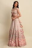 Pastel Pink Hand Embroidered Bridal Lehenga set