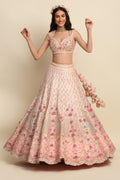 Pastel Pink Hand Embroidered Bridal Lehenga Set