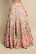 Pastel Pink Hand Embroidered Bridal Lehenga Set