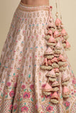 Pastel Pink Hand Embroidered Bridal Lehenga set