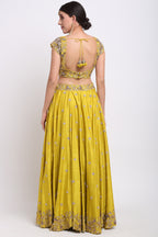 Lime Green Embroidered Lehenga Set