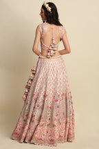 Pastel Pink Hand Embroidered Bridal Lehenga Set