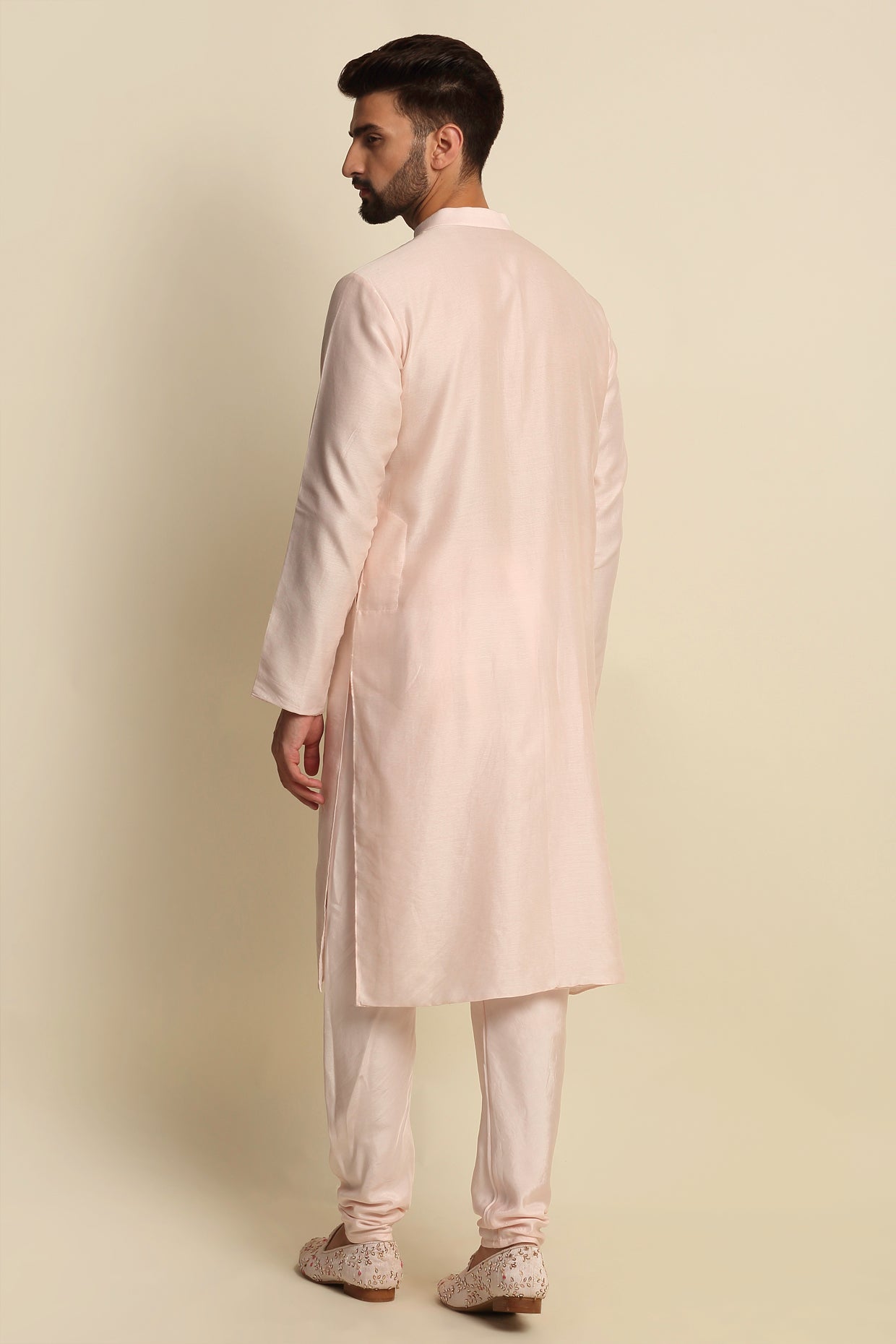 Blush Pink Embroidered Sherwani Set