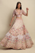 Light Rose Hand Embroidered Bridal Lehenga Set