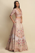 Light Rose Hand Embroidered Bridal Lehenga Set