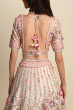 Light Rose Hand Embroidered Bridal Lehenga Set