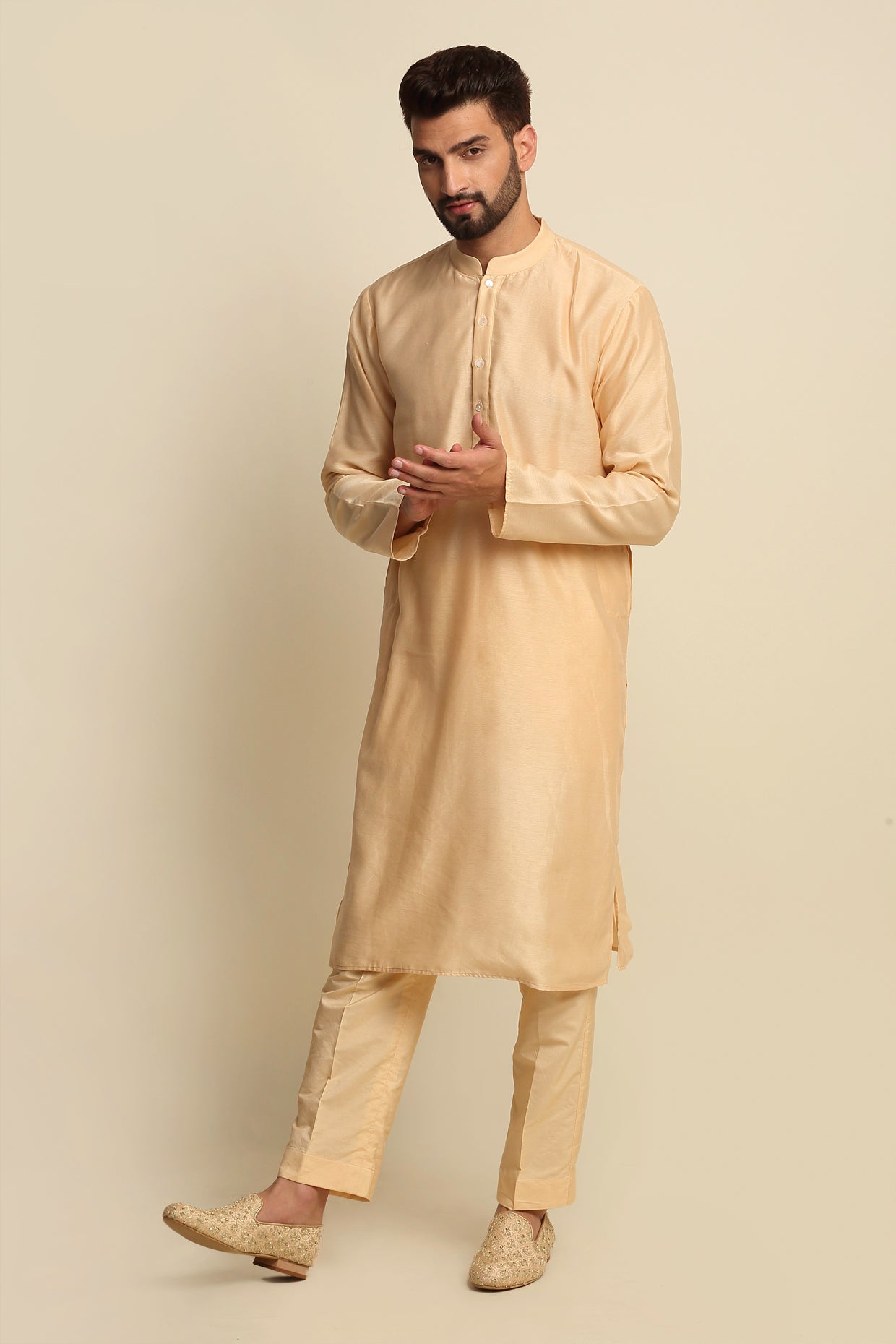 Golden Embroidered Sherwani Set