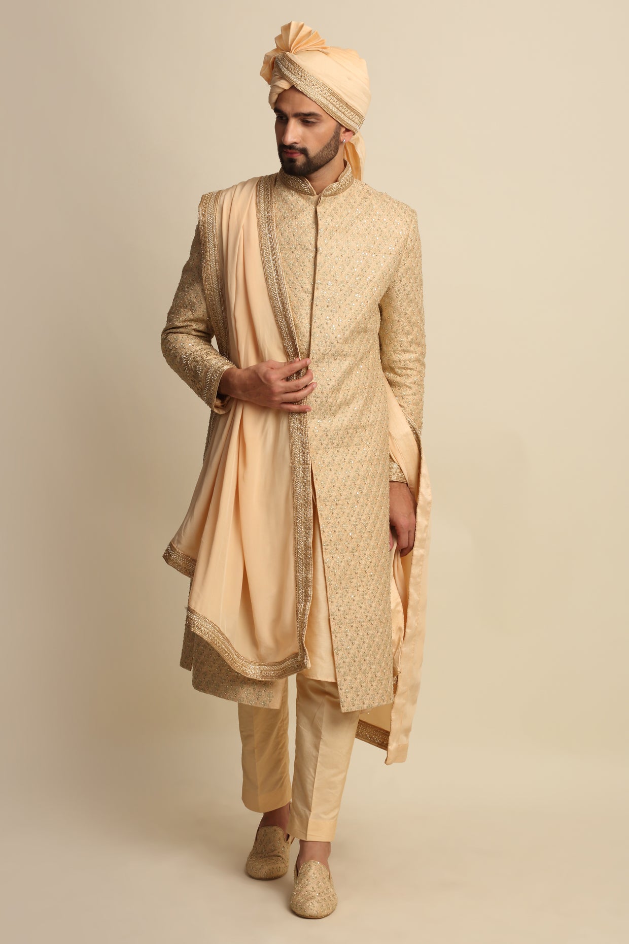 Golden Embroidered Groom Attire