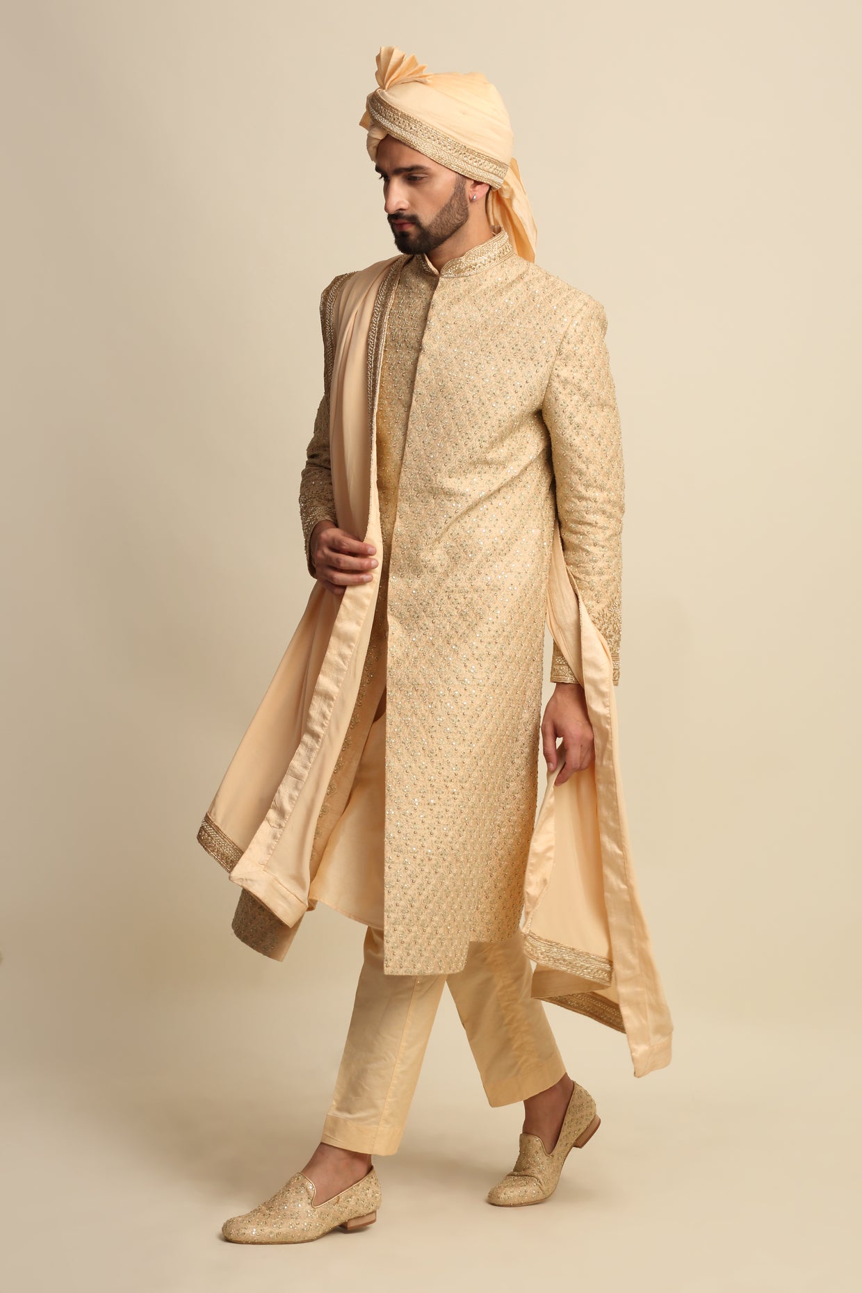 Golden Embroidered Groom Attire