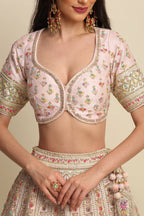 Blush Pink Hand Embroidered Bridal Lehenga Set