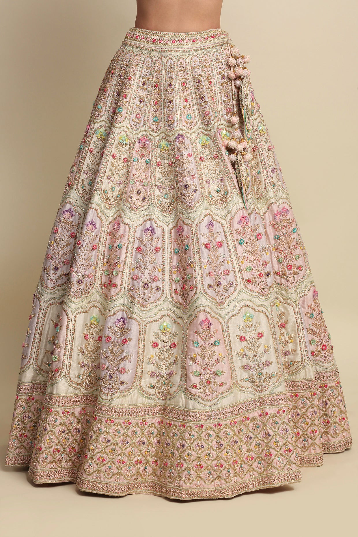 Blush Pink Hand Embroidered Bridal Lehenga Set