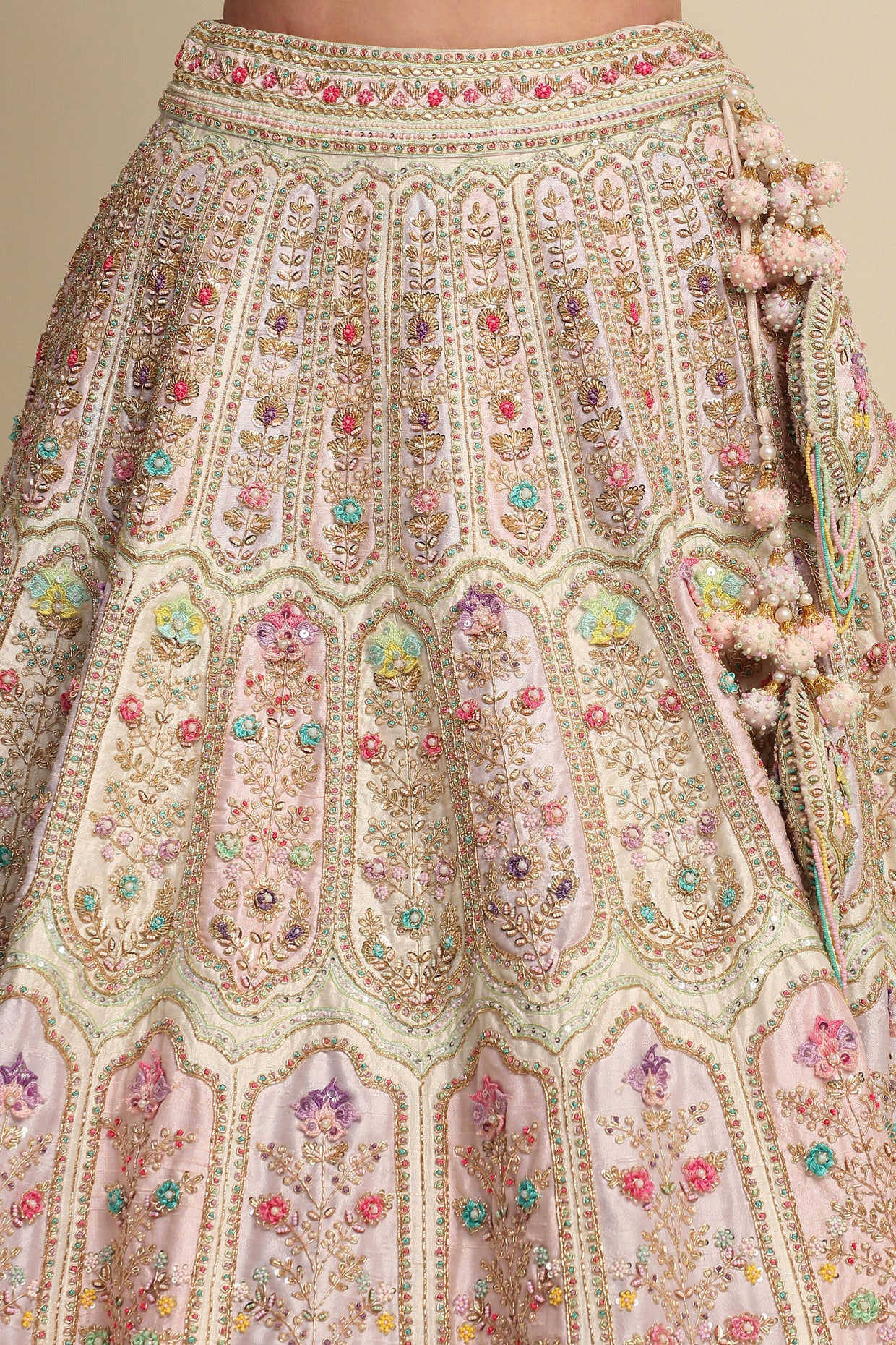 Blush Pink Hand Embroidered Bridal Lehenga set