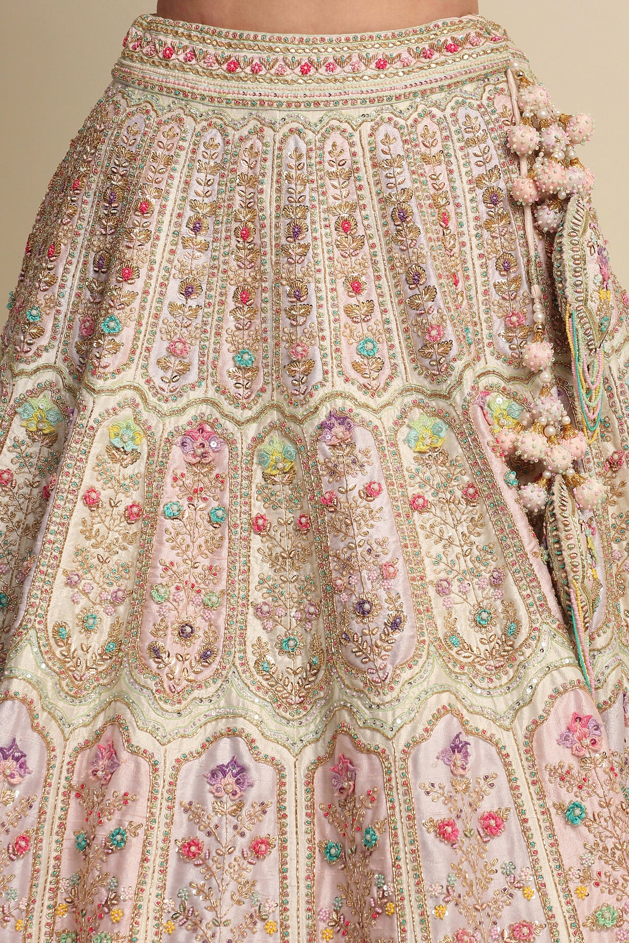 Blush Pink Hand Embroidered Bridal Lehenga Set