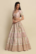 Blush Pink Hand Embroidered Bridal Lehenga Set