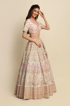 Blush Pink Hand Embroidered Bridal Lehenga Set