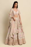 Blush Pink Hand Embroidered Bridal Lehenga set